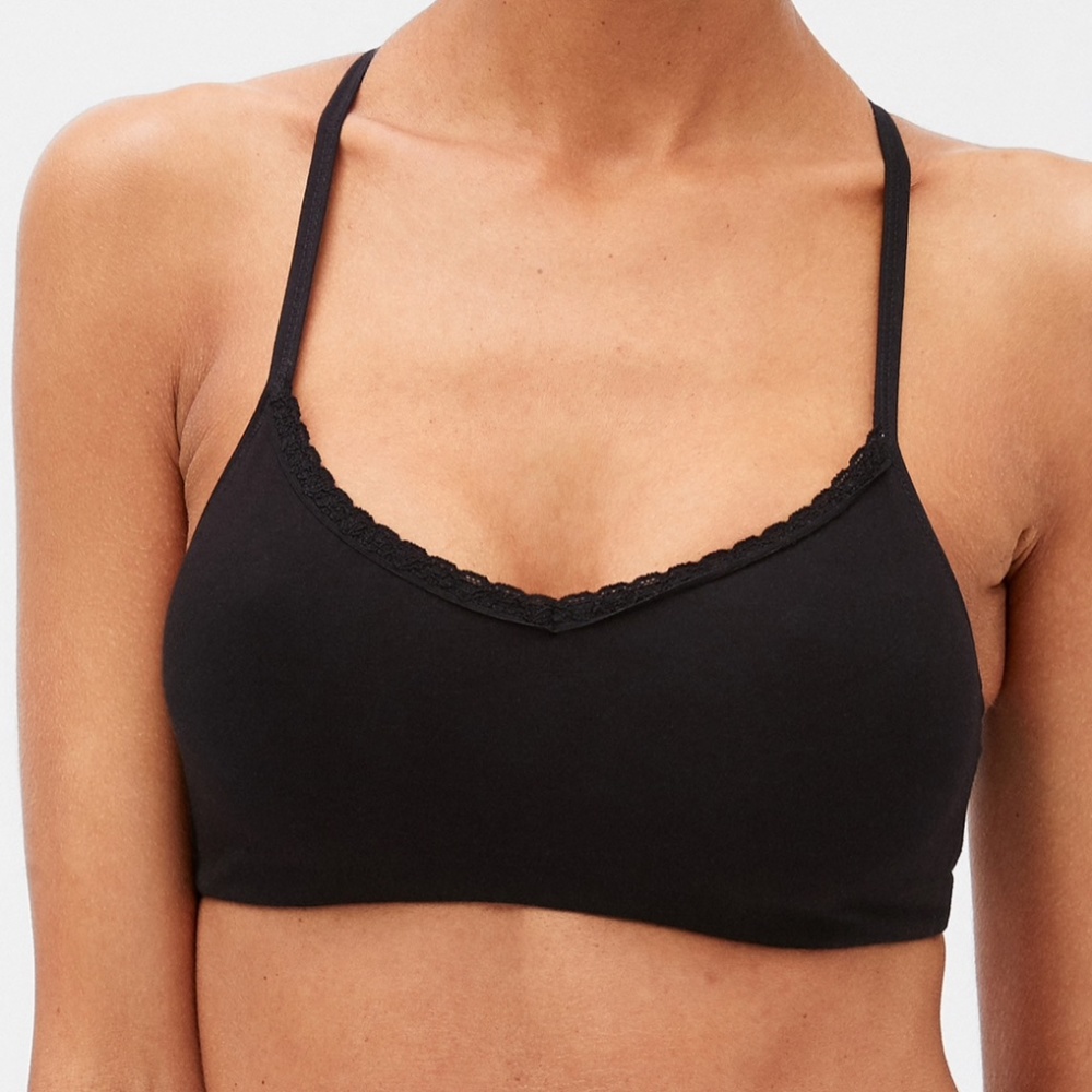 Set of 2 Size Medium GAP Factory Black Lace Trim Bralette  NEW